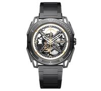 CIGA Design Skeleton Automatic Watch Falcon, Carbon 43.5mm Round Sculpted 316L Steel Case, Self-Developed Caliber CD-02, Lugless Integrated Profile, 5ATM Water Resistance