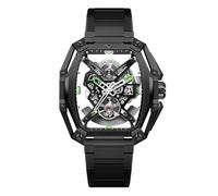 CIGA Design Z Series Hunter Automatic Mechanical Watch, in-House Caliber CD-07, BThree-Layered Octagonal Tonneau, Tapered H-Link Steel Bracelet, Waterproof Timepiece Gifts for Men and Women, Black