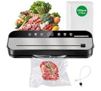 CIGAA Food Vacuum Sealer Machine 75KPa Vacuum Sealer With UV Sterilization, Smart Display, Sliding Cutter & 30cm Seal Strip For Fresh Food Storage And Kitchen Organization