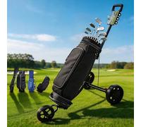 CIGAA Golf Trolley 3 Wheel: Golf Trolleys Foldable Lightweight Aluminium with Non-Slip Handle, Foot Brake & Scoreboard Holder for Golf Bag, Quick Collapsible Compact Design for All Course Use