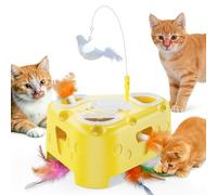 CIGAA Interactive Cat Toys - 3 In 1 Automatic Cat Toy Cheese | Interactive Cat Toys For Indoor Cats Adult With Peekaboo Kitten For Fun Play Training（USB-Rechargeable）