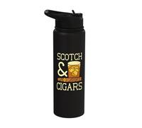 Cigar Accessories Whiskey Bourbon - Scotch and Cigars Stainless Steel Insulated Water Bottle