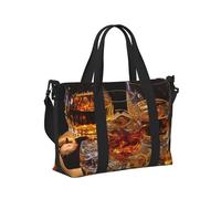 cigar and whiskey Print Travel Hand Bag Foldable Weekend Getaways Gym Sports Trip Daily Use Camping Tote