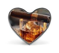 Cigar And Whiskey Wine Metal Badge Pins Heart Brooches | Lapel Pins for Shirt Backpack Jacket Hat Coat Bag Clothing Jewelry Accessories Gifts for Women Men