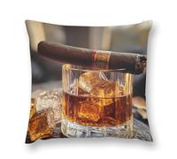 Cigar And Whiskey Wine Plush Sofa Cushion Covers Double Sided Pillow Case Decorative Pillowcases 30-66cm