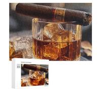 Cigar And Whiskey Wine Wooden Jigsaw Puzzles for Adults 1000/500/300 Pieces with Storage Box Funny Gifts