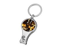 Cigar and Wine Whiskey Portable Nail Clippers with Keychain Sharp Fingernail Clipper Metal Corkscrew Compact Toenail File