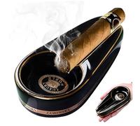 Cigar Ashtray for Men Ceramic 12x2.6x1in Ashtray Gilded Stylish Stable Ash Tray Cigar Accessories for Home Office Car Gifts for Men