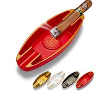 Cigar Ashtray for Outdoor/Indoor Use Resin Portable,Large Caliber Lightweight Unique Cigar Rests Ash tray Unbreakable/Non-slip/Burn-resistant with 2 Holders for Patio/Office/Home Decor (Red)