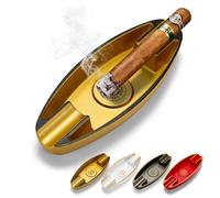 Cigar Ashtray Resin Portable for Outdoor/Indoor Use,Large Caliber Lightweight Unique Cigar Rests Ash tray Unbreakable/Non-slip/Burn-resistant with 2 Holders for Patio/Office/Home Decor (Yellow)