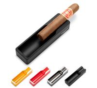 Cigar Ashtray Stainless Steel Large Cigarettes Ash Tray Single Slot Holder Cigars Ashtrays for Men Indoor, Outdoor, Patio, Home, Travel,Rectangular Ashtray Gifts for Men (Black)