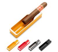 Cigar Ashtray Stainless Steel Large Cigarettes Ash Tray Single Slot Holder Cigars Ashtrays for Men Indoor, Outdoor, Patio, Home, Travel,Rectangular Ashtray Gifts for Men (Yellow)