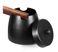 Cigar Ashtray with Lid for Outdoors Indoors Outside Patio Home Black Decor,Large Holder Ash tray Windproof,Cigar Accessories Gift for Men Dad Husband Boyfriend (Small)
