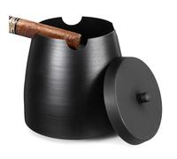 Cigar Ashtray with Lid for Outdoors Indoors Outside Patio Home Black Decor,Large Holder Ash tray Windproof,Cigar Accessories Gift for Men Dad Husband Boyfriend (Extra Large)