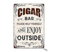 Cigar Bar Please Help Yourself and Enjoy Outside Metal 20X30 cm Vintage Look Decoration Crafts Sign for Home Kitchen Bathroom Farm Garden Garage Inspirational Quotes Wall Decor