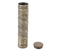 Cigar Case,Cigar Box,Cigar Holder,Cigar Humidor,Retro Metal Cigarette Case, Pattern Water Proof Sealed Storage Tube for Outdoor Camping Travel, Portable Airtight Tube Waterproof Tube Container(Bronze)