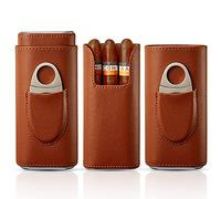 Cigar Case Travel - Cigar Humidor Accessories Cedar Wood Lining - Cigar Accessories Include Stainless Steel Cigar Cutter - Cigar Gift Box for Cigar Lovers