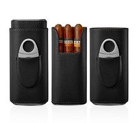 Cigar Case Travel - Cigar Humidor Accessories Cedar Wood Lining - Cigar Accessories Include Stainless Steel Cigar Cutter - Cigar Gift Box for Cigar Lovers