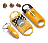 Cigar Cutter Set, with Cigar Straight Cutter, Cigar V Cutter, Cigar Punch, Multi-Functional Cigar Accessories Kit for Cigar Humidor Case, Portable Cigar Tools for Travel Outdoors (Yellow)