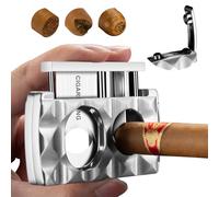 Cigar Cutter Stainless Steel Multifunctional 4-in-1,Cigar V-Cutter Double Blade Guillotine,Straight Cut&V-Cutter with Cigar Punch, Cigar Holder, Gift for Men (Silver)