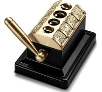 Cigar Cutter Stainless Steel Quad Tabletop Cigar Cutter, Brushed Finish, V Carved Desktop Cigar Cutting Tool with Top Four Cut Holes Design, Creative Gifts for Men, Dad, Husband(Gold+Black)