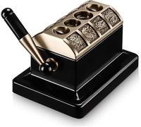 Cigar Cutter Stainless Steel Quad Tabletop Cigar Cutter, Brushed Finish, V Carved Desktop Cigar Cutting Tool with Top Four Cut Holes Design, Creative Gifts for Men, Dad, Husband(Bronze)