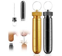 Cigar Draw Enhancer Tool with Cigar Punch Cutter & Cigar Needle, 2-in-1 Cigar Accessories Set, Stainless Steel Cigar Hole Opener, Practical Cigar Nubber Holder (Black and Gold)(2 Pack)