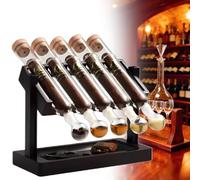 Cigar Flavor Infuser & Cigar Aging Display Stand - 5-7 Day Vapor Infusion System with Glass Chambers, Wooden Social Edition with Humidity Gauge B5