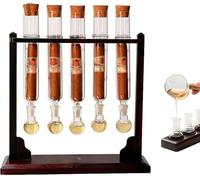 Cigar Flavor Injector Humidifier with Glass Tube & Airtight Caps ，Handmade Wooden Base DIY Aromatherapy Glass Tube Kit，Home & Office Display，Gift for Men Cigar Lovers
