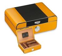 Cigar Humidor Box with Spanish Cedar Wood Interior for 35 Cigars, Includes Hygrometer and Humidifier for Lovers(Yellow)