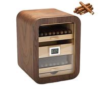 Cigar Humidor Cabinet, Desktop Cigar Box, with 4 Natural Cedar Drawers, 1 Thermometer & Hygrometer, Glossy Finish, Desktop Cigar Gift for Men(Brown,Without Skylight)
