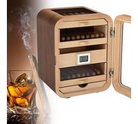 Cigar Humidor Cabinet with Glass Top, Large Capacity Design for Cigar Storage, Holds Up to 110 Cigars, Dimensions 24 x 25 x 32.5 CM