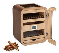 Cigar Humidor Cabinet, with Natural Cedar Drawers, Thermometer & Hygrometer, Desktop Cigar Box, Premium Gift for Men, Elegant Humidified Cigar Storage Solution(Brown,Withskylight)