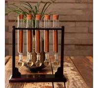 Cigar infuser, Cigar Flavor Injector Humidifier, Cigar Infuser Glass Tube Kit with Handmade Wooden Base, Airtight Cap for DIY Flavor Infusion, Aromatherapy Display Rack (1)