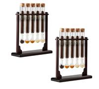 Cigar infuser, Cigar Flavor Injector Humidifier, Cigar Infuser Glass Tube Kit with Handmade Wooden Base, Airtight Cap for DIY Flavor Infusion, Aromatherapy Display Rack (2)