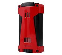Cigar Lighter Triple Jet Flame Torch Lighter, Built-in 2 Cigar Punches, Windproof Concentrated Flames (Red)