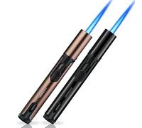 Cigar Torch Pen Torch Cigar Lighter Adjustable Refillable Butane Lighters Jet Flame Portable for Cigar Candle Grill BBQ Camping (2pack BB)