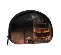 Cigar & Whiskey Coin Purse Personalized Coin Bag for Women Men Change Purse Small Wallets with Zipper Mini Shell Coin Pouch Outdoor Shopping Change Storage Bag Handbags Gifts