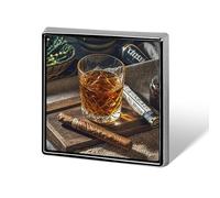 Cigar & Whiskey Lapel Pin Fashion Brooch Pin Cute Button Badges Square Button Pins Enamel Pins Metal Pinback for Hat Shirt Clothing Bags Decoration