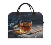 Cigar & Whiskey Laptop Tote Bag Casual Travel Handbag Multi Pocket Shoulder Bags for Work Travel