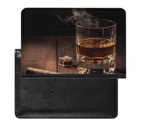 Cigar & Whiskey Passport Holder Passport Cover Protector Essentials with Credit Card Slots for Women Men