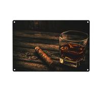 Cigar & Whiskey Print Metal Tin Signs Funny Metal Signs,Poster Plaque Sign Wall Hanging Decorations 12x8inch