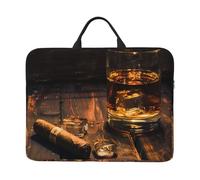 Cigar & Whiskey Printed Laptop Sleeve 14 inch Protective Case, Waterproof Computer Case Bag with Handle for Men and Women