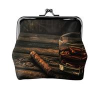 Cigar & Whiskey Printing Lightweight Coin Purse, Minimalist Wallet for Coffee Runs and Local Outings