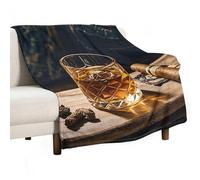 Cigar & Whiskey Soft Throw Blanket for Couch Lightweight Flannel Blanket for Sofa Couch Throw Bed Warm Cozy Decorative Blankets Fall Winter Decor 50"x60"