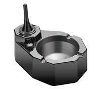 Cigarette Ashtray Ash Holder with Permanent Forever Match Refillable Lighter Stainless Steel Ash Tray,Great Gift for Men, Birthday, Christmas, No Oil (Black)