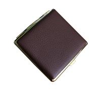Cigarette Box Fashionable Genuine Leather Surface Metal Box 20 Cigarettes Cigarette Box, Gift for Men and Women Smokers,Darkbrown-Gold