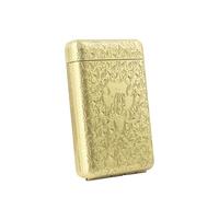 Cigarette Box - Metal Cigarette Case, Metal Cigarette Case Vintage Cigarette Holder Box King Size Portable Pack 16pcs Regular Size Cigarettes Gifts For Man Women(Gold)