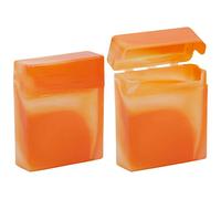 Cigarette Box XL for 25 Cigarettes Plastic Marbled without Bridge Big Pack Stable and Very Light (Orange - One Box)