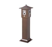 Cigarette Butt Disposal Outdoor Metal Ash Column, Street Square Vertical Cigarette Butt Rubbish Bin(Bruin)